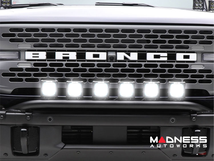 Ford Bronco Bumper Bar Light Kit - Factory Bumper - ZROADZ - Top Mount - w/ 6x3" White LED Pods